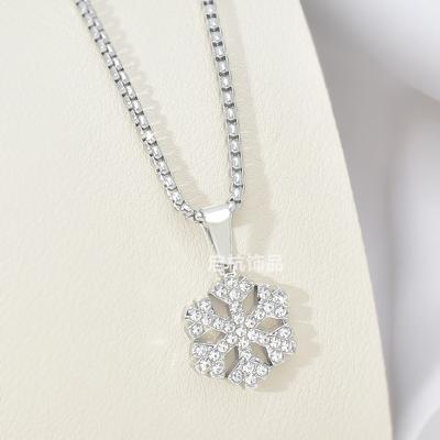 Full Diamond Snowflake Necklace Men'S And Women'S Premium Versatile Diamond Pendant Long Sweater Sweater Chain