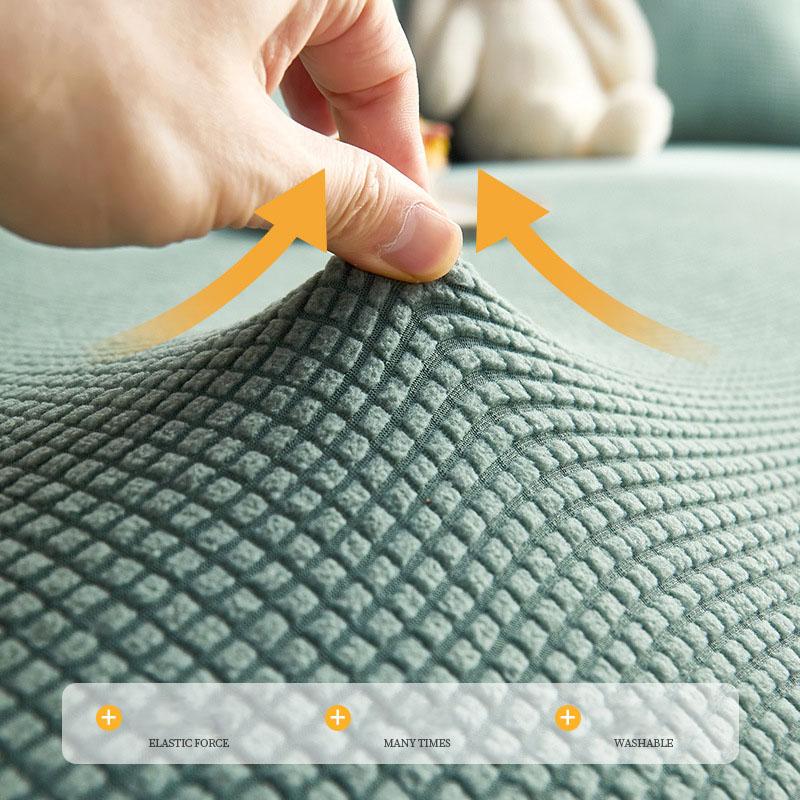 Solid Corn Grain Velvet Sofa Cover Cozy All-Inclusive Anti-Cat Scratching Couch Slipcover 1/2/3/4/5 Seater Removable Dust Cover