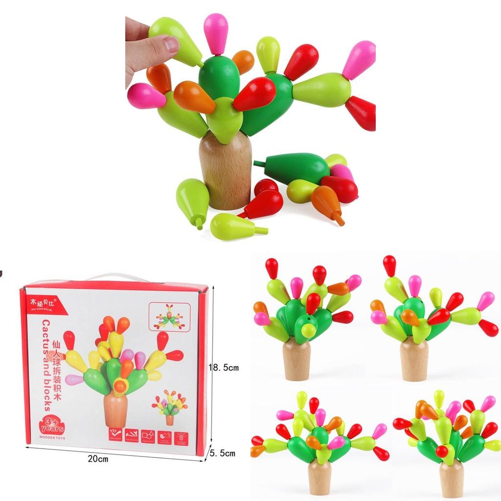 Cactus Wooden Interlocking Building Blockskids Learning Cognitive Development