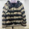 Real Raccoon Fur Women's Coat Young Style Fur Coat Women's Winter Short Slim Contrast Color Top