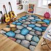 2D Colorful Stone Print Area Rug Non-Slip Washable Entrance Floor Mat Doormat with Cobblestone Rock Pattern Nature Themed Carpet