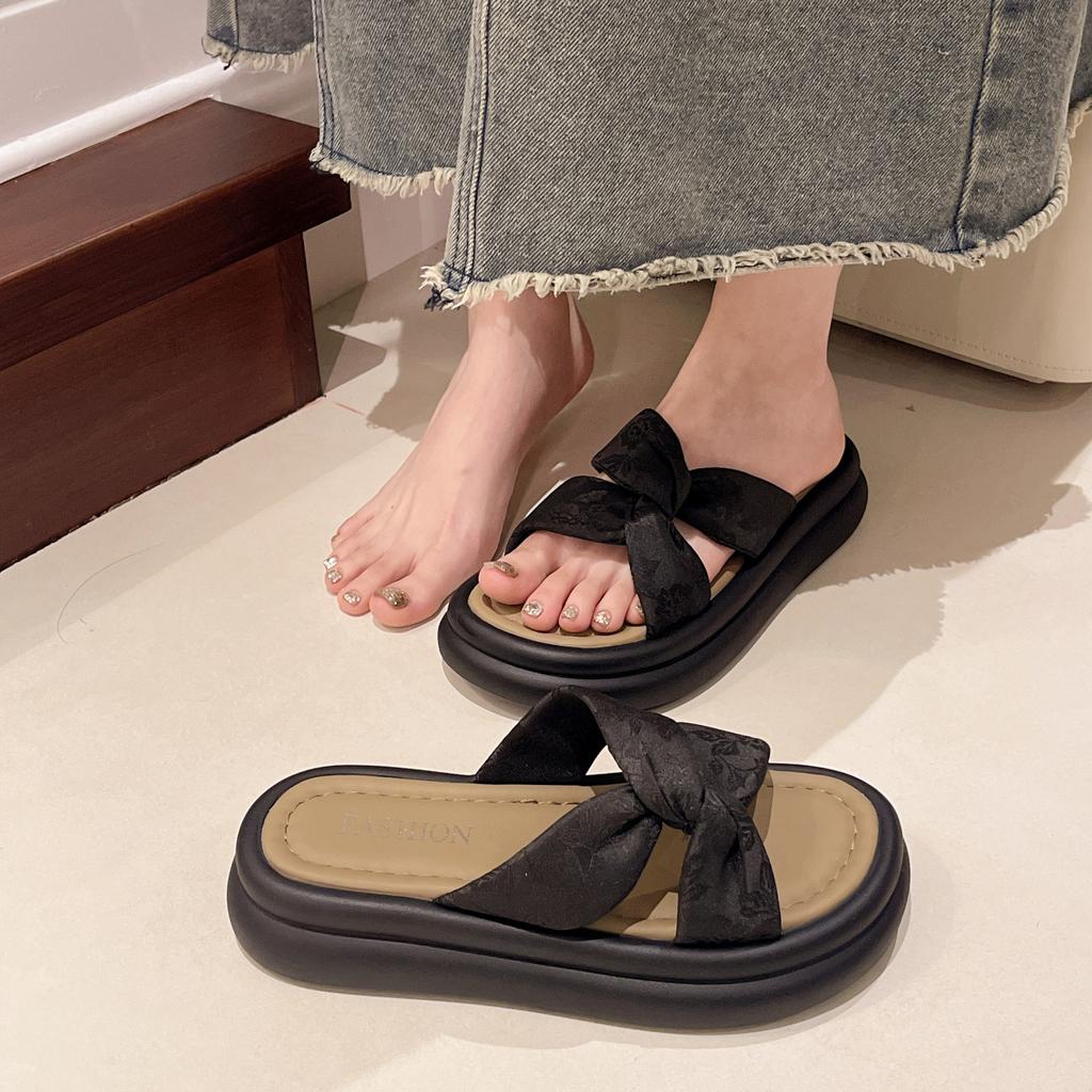 2024 Summer Outerwear New Fairy Style Dress Thick Bottom Beach Sandals Fashion Cool Slippers for Women