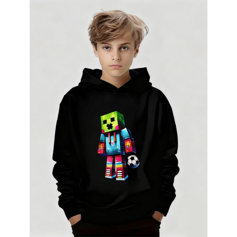 Trend Dazzle Color Boy Holding Number 67 Print Kids Hoodies Personality Graffiti Loose Casual Girl Hooded Top