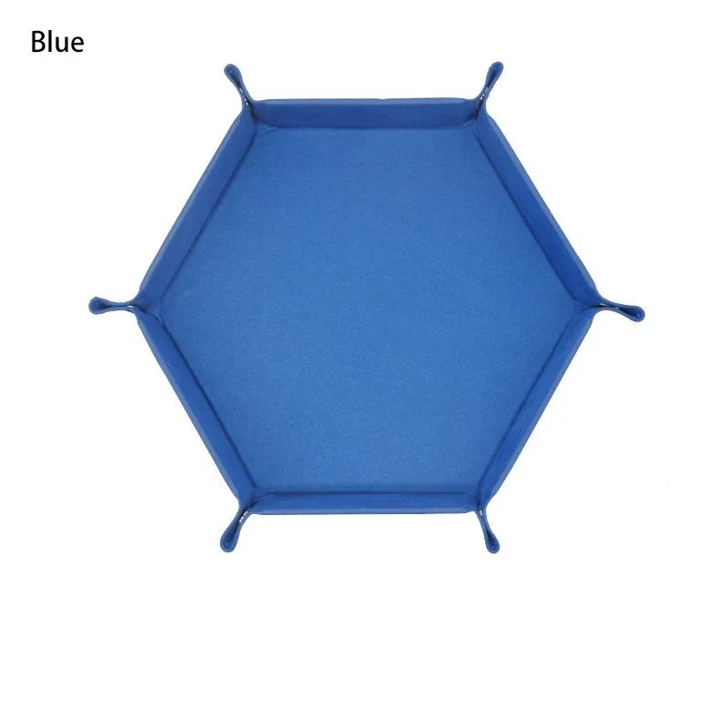 1PC Hexagonal PU Leather Dice Tray Foldable Dice Rolling Tray for Tabletop Games RPGs and Casino Games Miscellaneous Storage Box