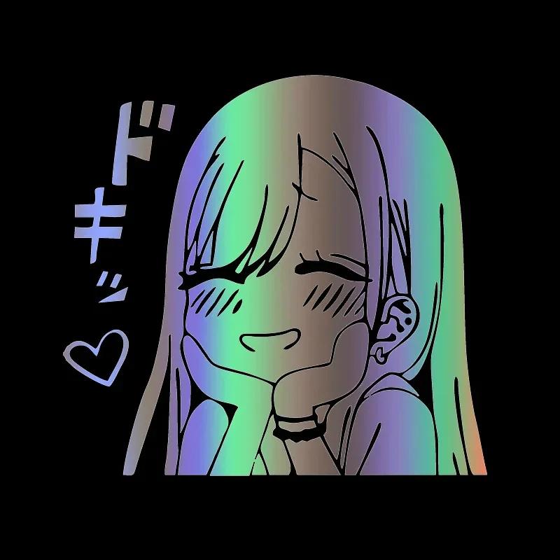 18x17cm Cute Anime Girl Car JDM Sticker Auto Body Bumper Windows Motorcycle Laptop Walls Vinyl Film Decal Car Tuning Accessories