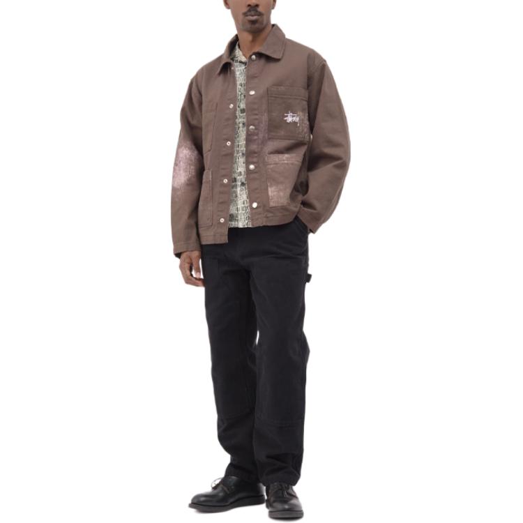 Stussy Stained Bleached Long Sleeve American Vintage Jacket Unisex Jacket 115575