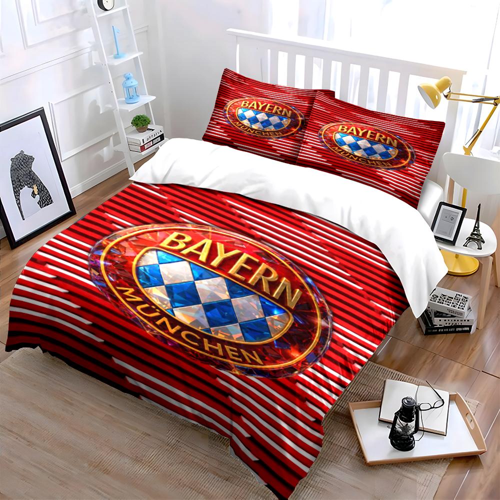 Bayern Múnich Conjunto Rayas Rojas Ropa de Cama Funda Nórdica Juego de Funda Nórdica Fundas de Almohada Decoración del Hogar (1 * Funda de edredón 2 * Fundas de almohada, sin relleno de edredón)