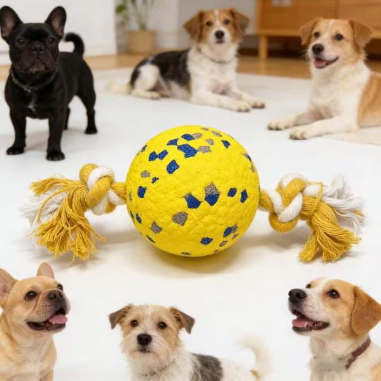 Dog Ball Chew Toy Teeth Cleaning Toy Interactive Rope Knot Tug-of-War Toy for Small to Large Dogs Fetch Training