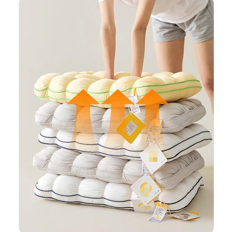 Soft and Fluffy High Pillow Household Neck Protection Sleep Aid Pillows French Cloud Bread Pillow Core Washable Without Fading