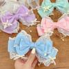 Cute Gilrs Lolita Pink Bow Headpiece Large Lace Bow Pearl Pink Kc Cute Princess Headwear Lolita Hair Clip Hair Accessories