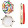 Orff 8 Inches Tambourine Lollipop Pattern Handbell Drum For KTV Party Jingle Bell Children Music Toys Enlightenment Instruments
