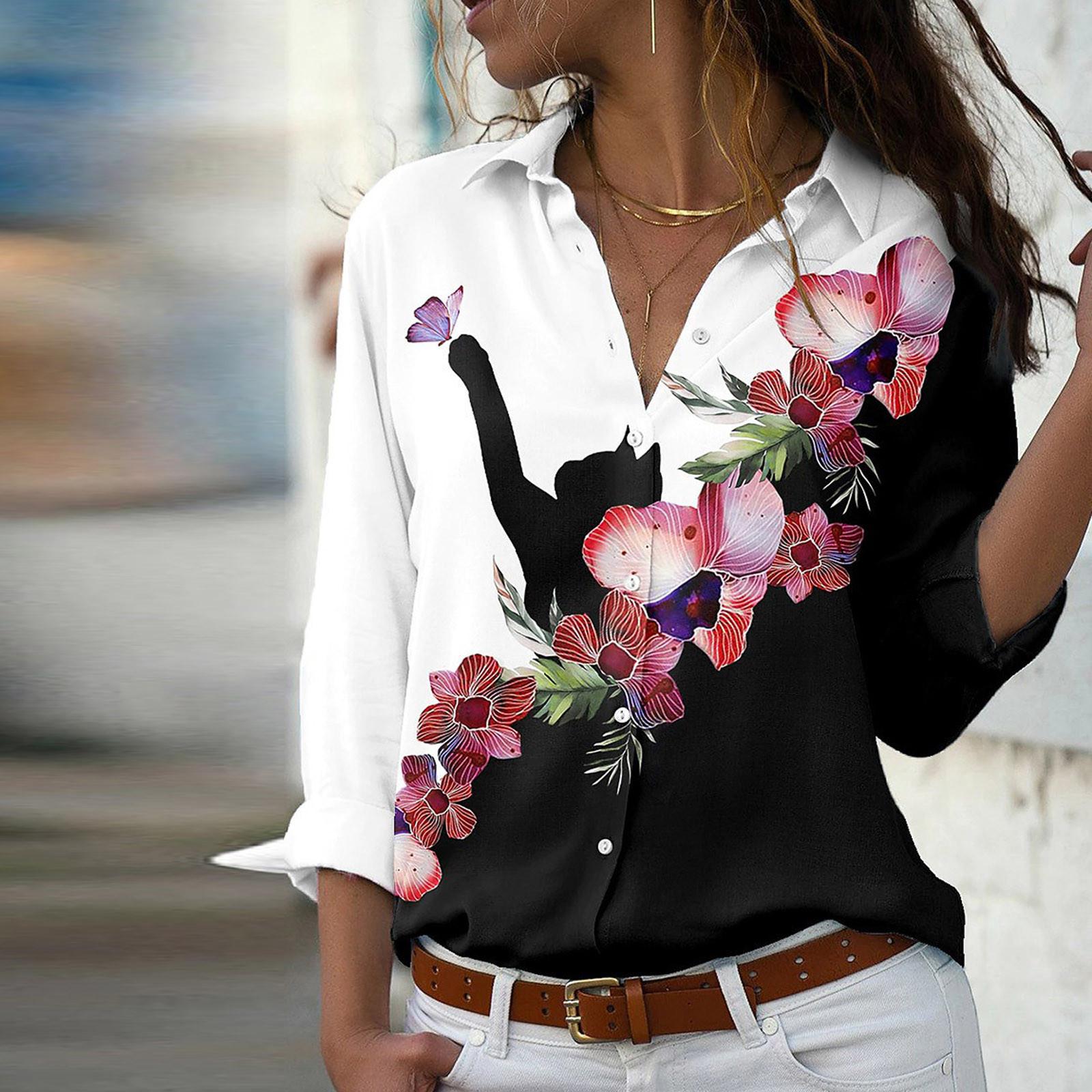 

Женские повседневные топы с v-образным вырезом и длинными рукавами с принтом, футболки XXXXL белый