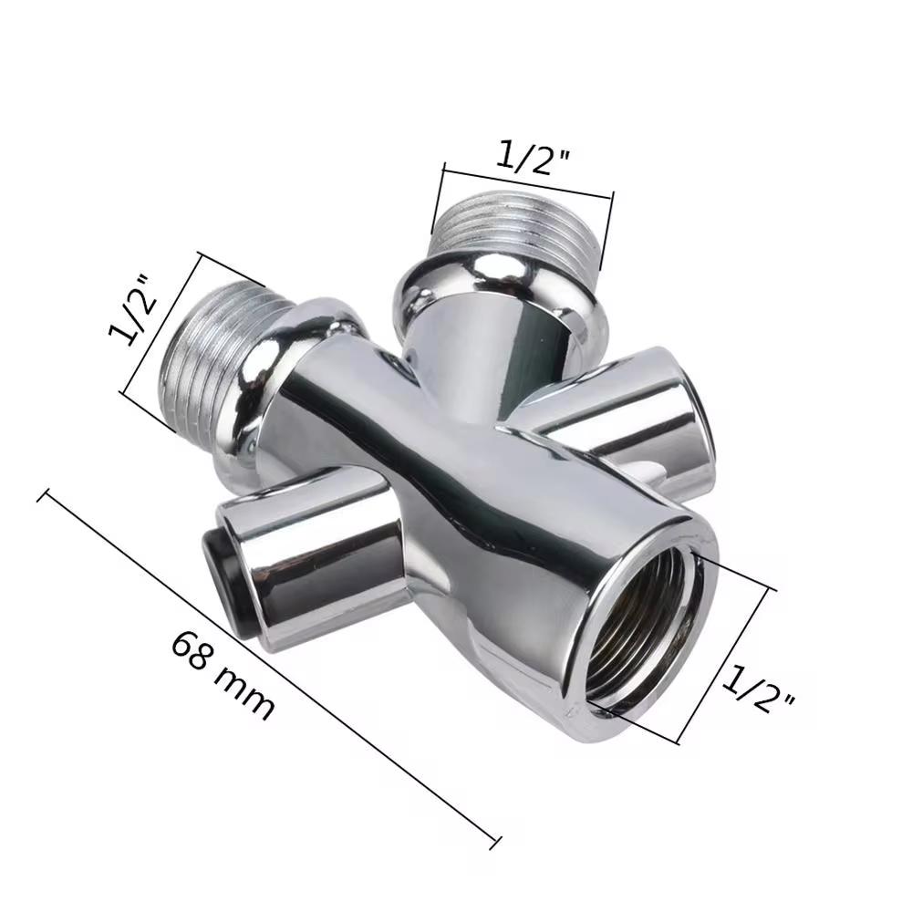 

3-way 1/2 Thread Water Splitter Shunt Connector Garden Irrigation Water Tap Diverter Bathroom Shower Water Separator Adapter серебряный