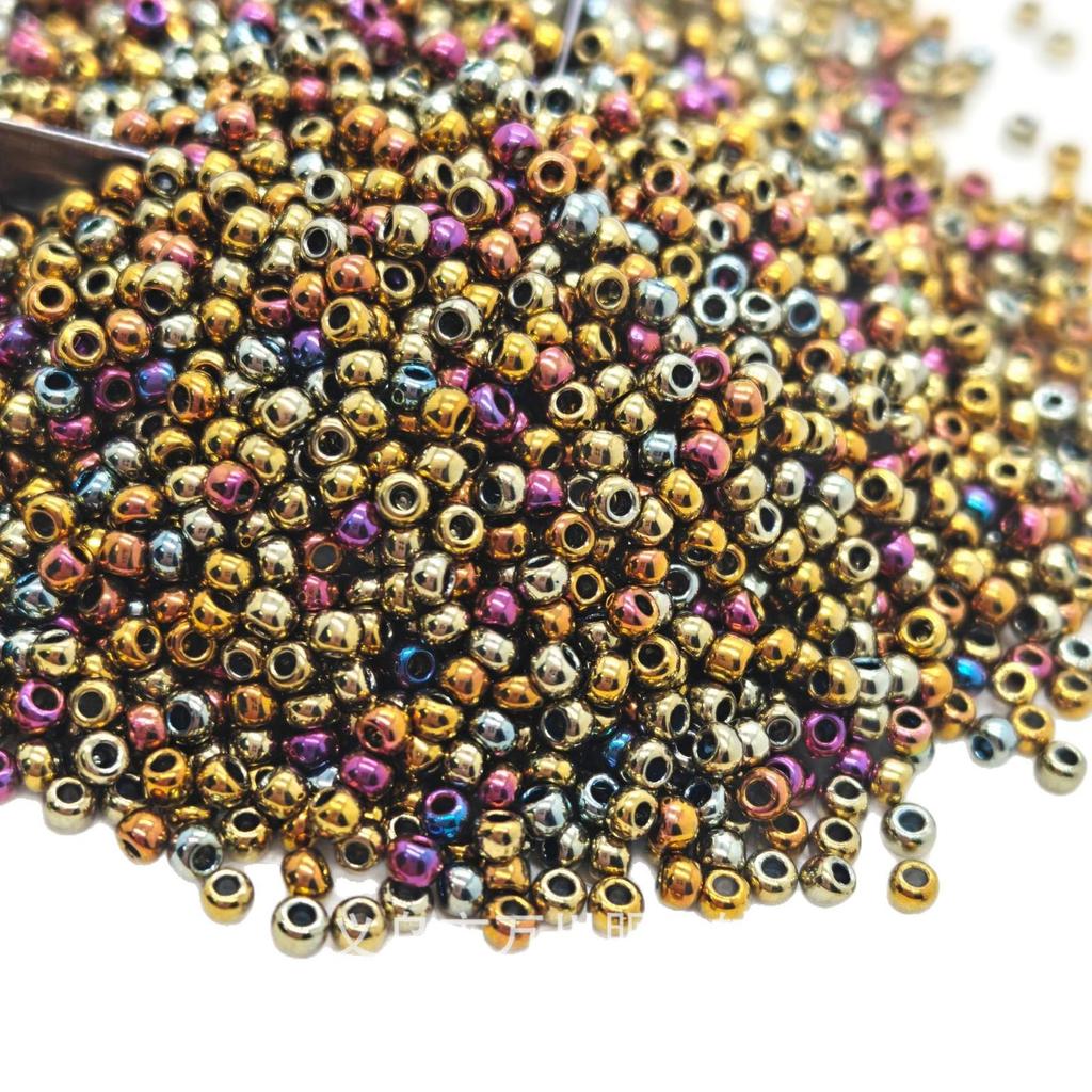 Gold & Silver Glass Seed Beads for DIY: 1.5mm, 2mm, 3mm - Perfect for Handmade Bracelets, Necklaces, and Earrings.
