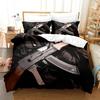 3D Gaming AK-47 and PUBG Bullet-Themed Duvet Cover and Pillowcase,Double/Queen Soft Bedding Set,Home Bedroom Decor,Gift for Boys