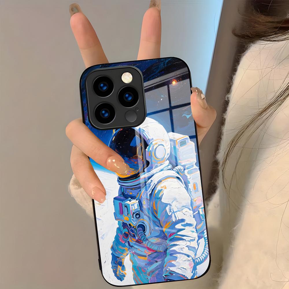 Astronaut Moon Stars Phone Case For IPhone 17 Pro Max 16 15 14 Pro Max 13 11 Plus Glass Cover