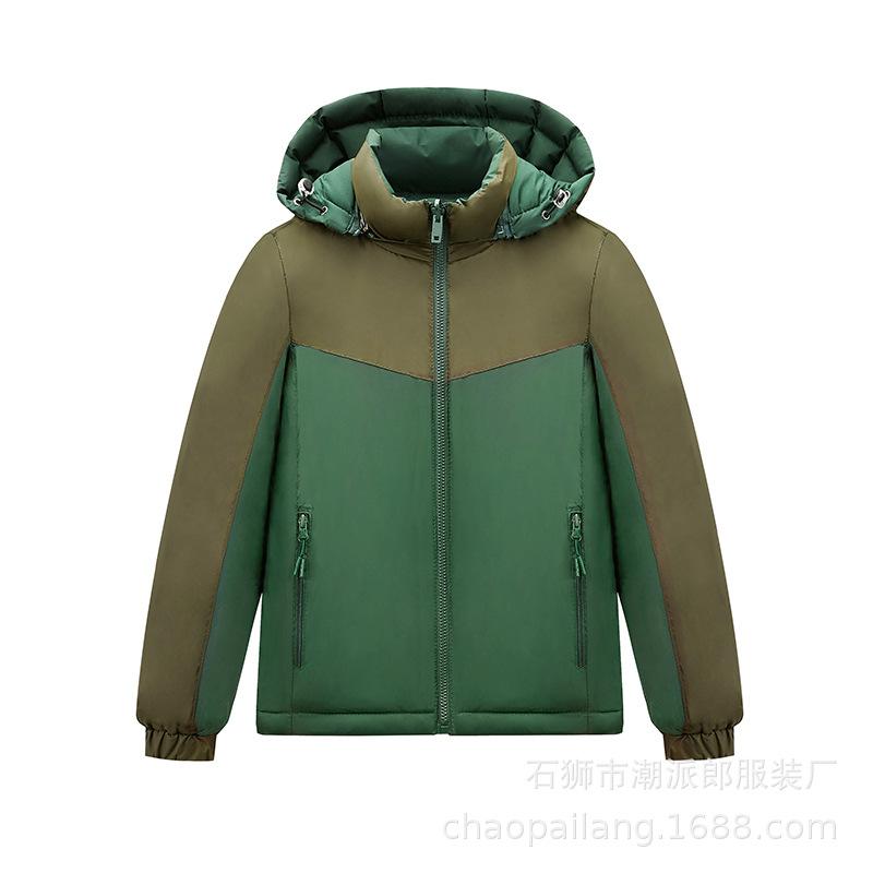 

2025 новая детская хлопковая одежда для детей среднего и старшего возраста, набитые и утолщенные хлопковые куртки для мужчин и женщин, свободные 160cm темно-зеленого