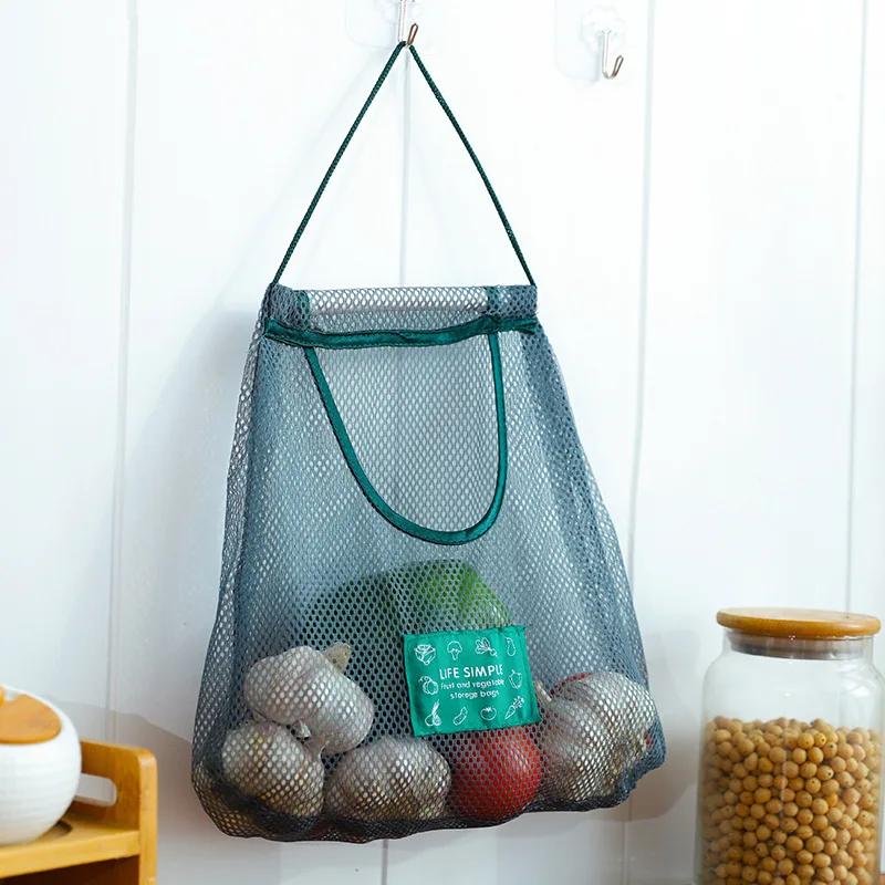 Mesh Net Fruit Vegetable Garlic Onion Hanging Storage Bags Food Reusable Bag Organizer Home Hollow Kitchen Accessory