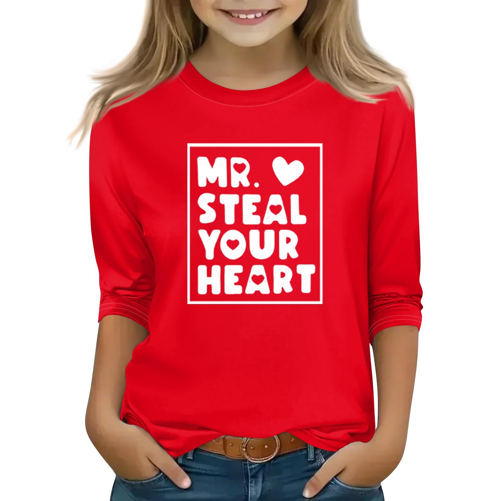 

Топы с принтом для девочек 5-16 лет с круглым вырезом и рукавами 3/4 Футболки Модные топы Наряды Футболки 130 розовый