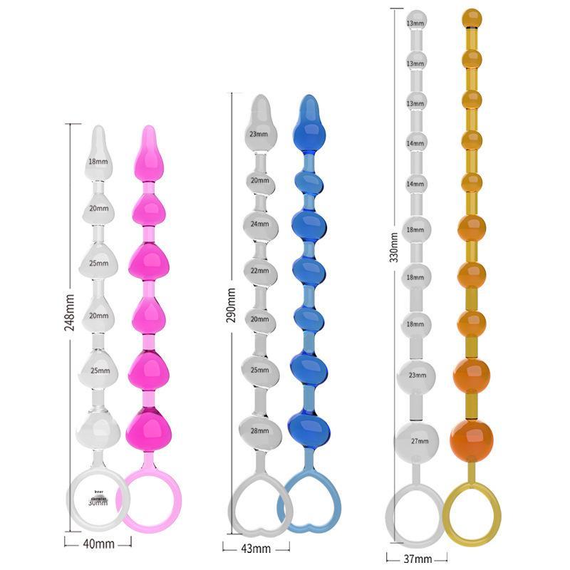 Kryształowy Dildo Analne z Koralikami Pieszczącymi - Stymulator Punktu G Zabawka dla Dorosłych