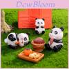 Adorable Resin Panda Figurines Miniature Tea Set For Creative Terrarium Decor