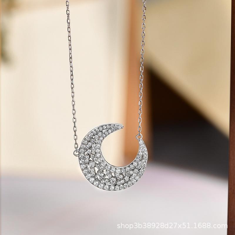 

Оригинальный дизайн, ожерелье с полой луной, женское ожерелье из стерлингового серебра S925, индивидуальная нишевая цепочка на ключицу, Ins белого золота