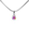 Stainless Steel Snake Chain Choker Handmade Necklace with Teardrop Crystal Charm Unique Clavicle Chain Accessories