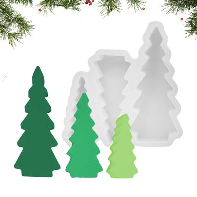 3pcs Christmas Tree Silicone Mold Set Christmas Tree Decoration Molds Christmas Tree Casting Gypsum Crafting Accessories