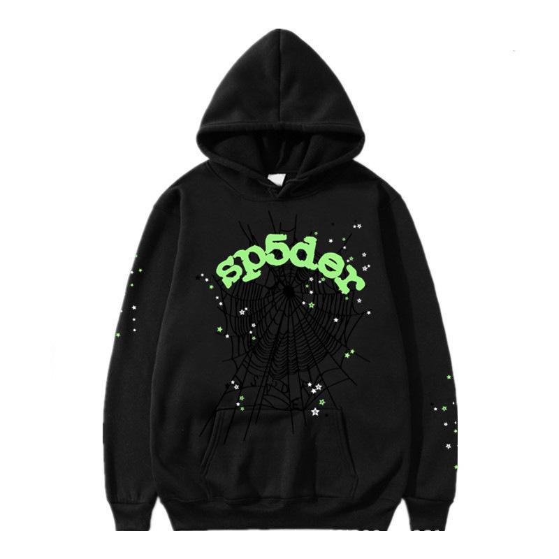 2025 Ny mote Print Letters Spindelvev Print Hettegenser Hip Hop Plus Size Løs Hettegenser Casual Bukser Sportsdress