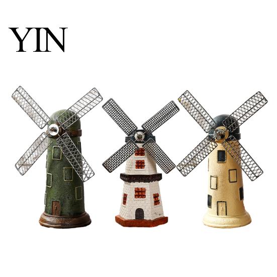 Colorful Windmill Display Dutch Ornaments, Mini Vintage Holland Statue, Resin Artwork, Souvenir Classic Model, Rustic Desktop Ornament for Home Office