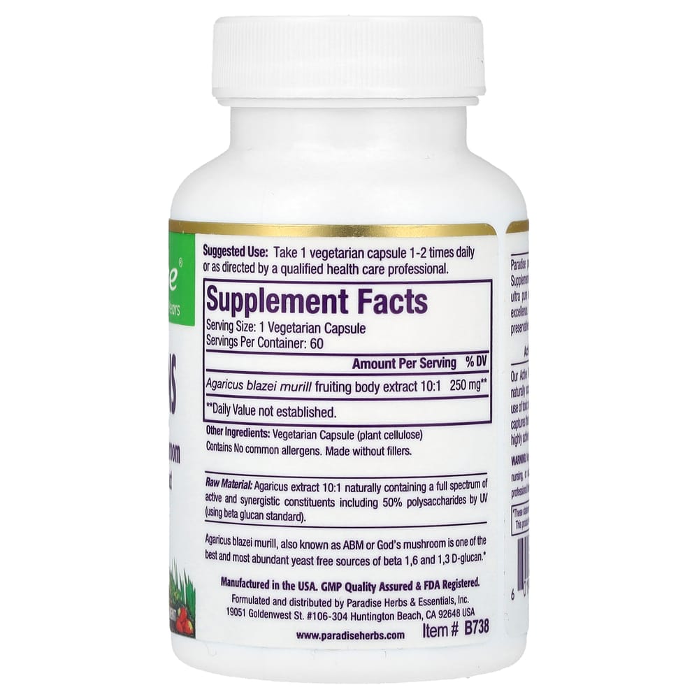 Paradise Herbs Beta-Glucan Veggie Capsules 60 Count