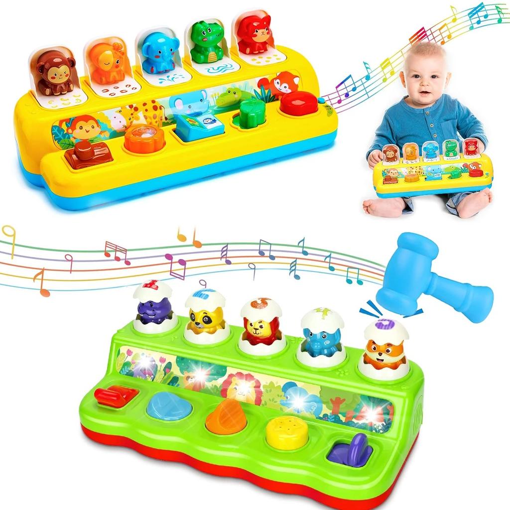 Interaktives Pop-Up-Tier-Spielzeug Peekaboo-Schalter-Knopf-Box Schatz-Überraschungsbox Versteckspiel Baby Früherziehung Puzzle-Spiel