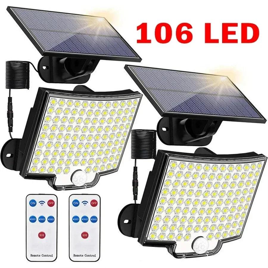Super Bright LED Outdoor Solar Light with Motion Sensor Remote Control IP65 Waterproof for Patio Garage Security Wall Light