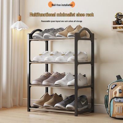 Compact Multi-Layer Shoe Rack for Entryway or Balcony, Four Tiers for Household or Rental Spaces