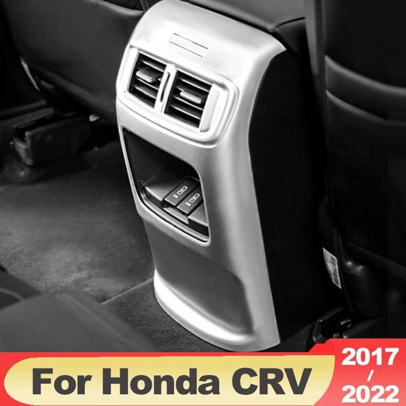 For Honda CRV 2017 2018 2022 ABS Carbon Car Interior Rear Armrest Air Outlet Trim Panel Cover Case Accessories