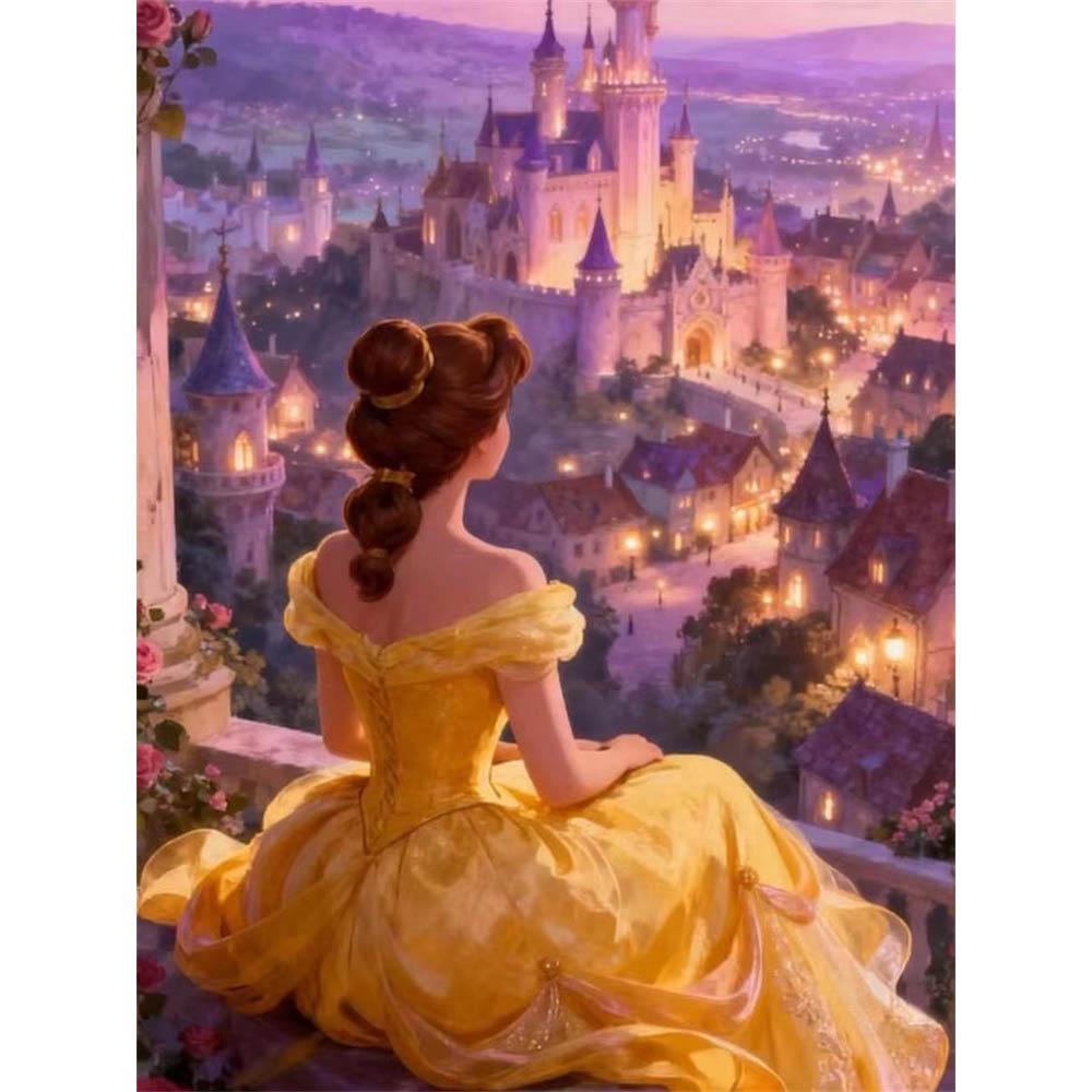 Disney Prinzessin Antike Nachtszene Kollektion 5D Diamantmalerei Voll mit Diamanten DIY Handgemalte Diamantmalerei Fantasie Dekoratives Malerei-Set