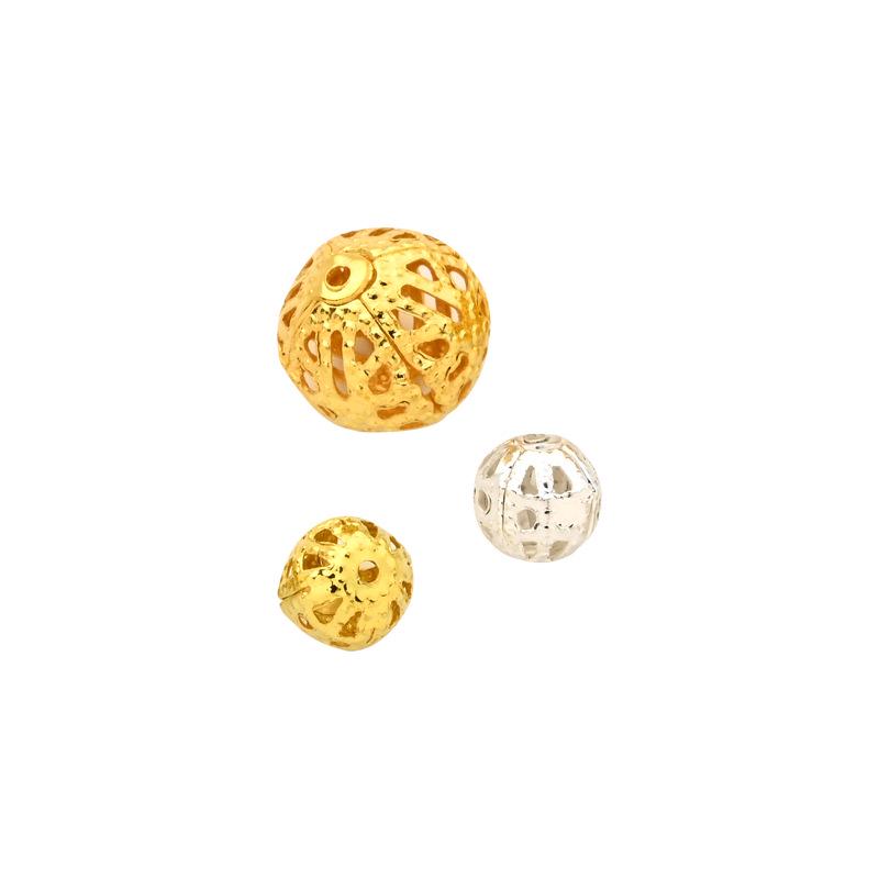 Hollow Flower Pattern Round Spacer Beads for DIY Jewelry and Ancient Style Hair Accessories