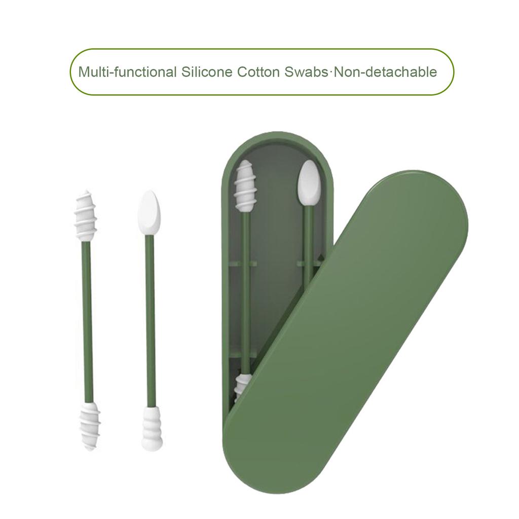 Silicone Cotton Swabs Stick Reusable Portable and Cleanable Ear Q tip Rough Friction Cotton Swabs for Ear Cleaning