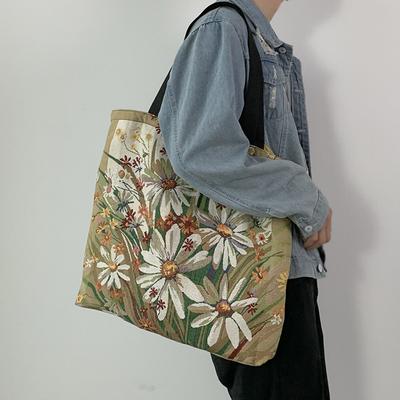 Woman Bag Printed Canvas Bag Large Capacity Handheld Mommy Tote Bag Cute Korean Shoulder Student Class Bag
