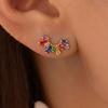 Cross-border Hot Selling Sweet Temperament Stud Earrings with Mixed Color Zirconia - Women's Accessories