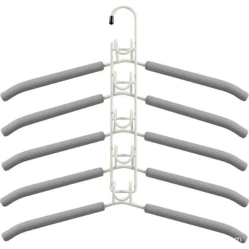 

Металлические вешалки-плечики для свитеров и пальто с противоскользящим покрытием 5 в 1, многоярусная вешалка для одежды в шкаф, прочная, экономящая место, органайзер для хранения блузок 1 Hook белый