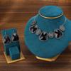 Bohemian Exotic Rhinestone Tassel Necklace & Earrings Set In Antiqued Alloy