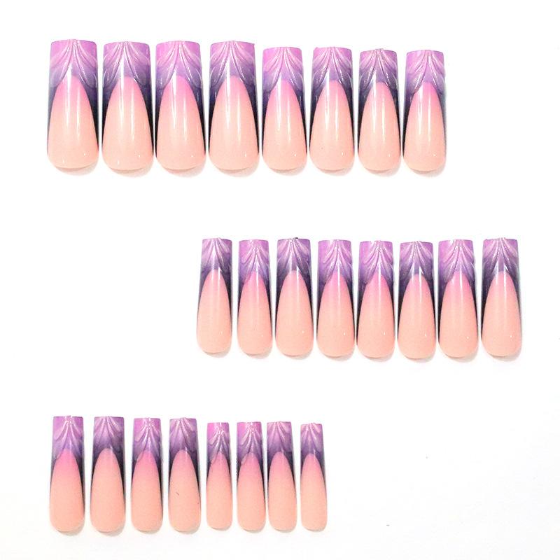 Europe and the United States Hot-selling 24 Pieces of Nail Art 3D Three-dimensional French Spice Girl Wind Gradual Change Long Wear Armor