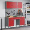 Workbench with Drawers 10 pcs Red Engineered Wood and Steel