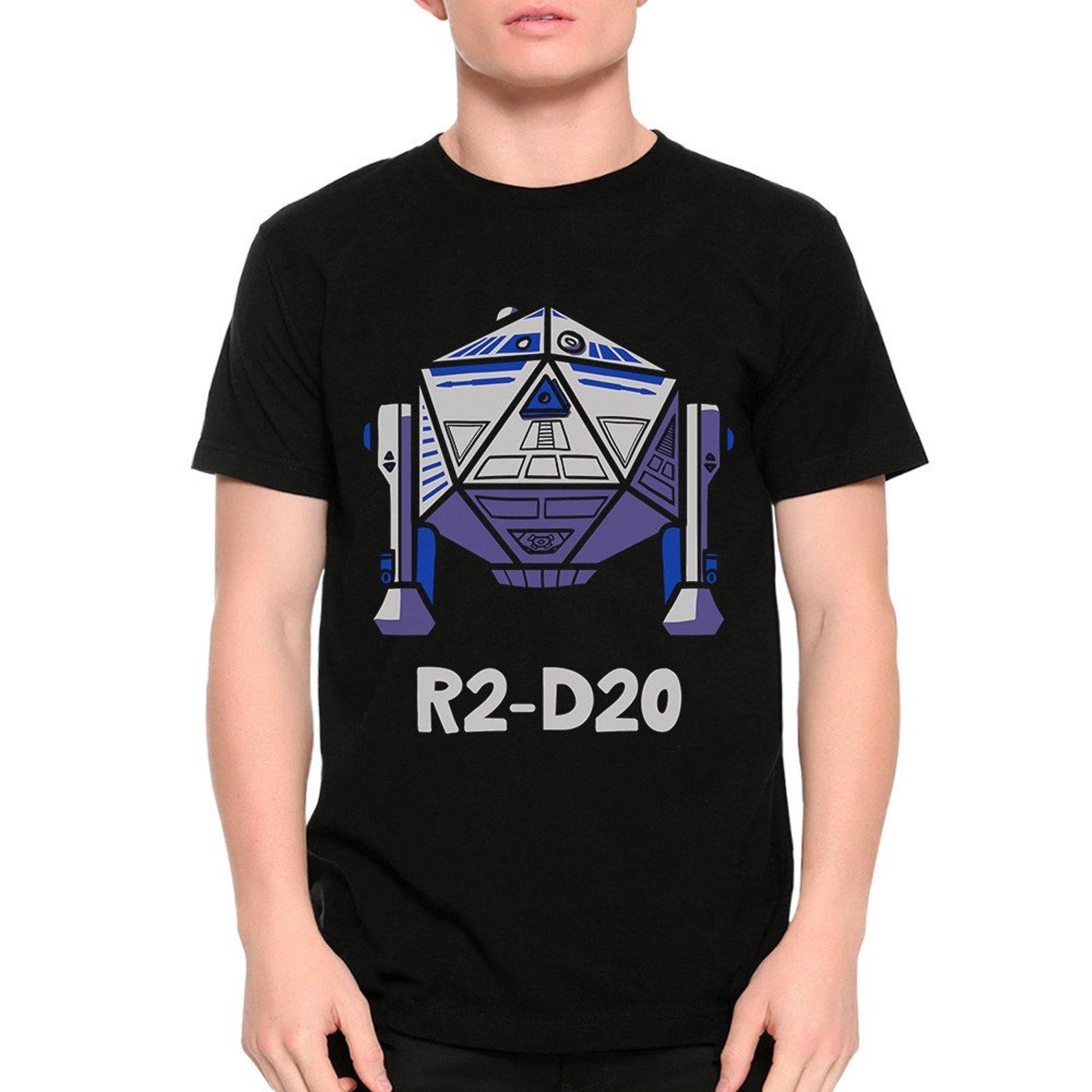 R2-D20 D&D Funny T-Shirt, Dungeons and Dragons R2D2 Shirt, Men s Women s Sizes (met-229) M