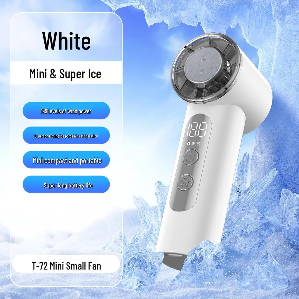 Macaron Color T72 Handheld Ice Pack Fan: Long-Lasting Battery, Powerful Turbine, High-Speed Cooling