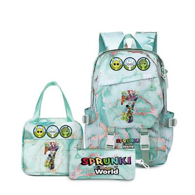 Popular Rhythm Box Sprunki Music Game School Bag Backpack Pencil Bag Three-piece Student Backpack D