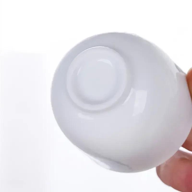 6pcs Chinese Ceramic Tea Cup Set White Porcelain Pu'er Master Cup Boutique Tea Bowl Household Drinkware Tea Set Accessories