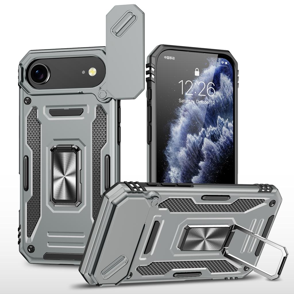 For iPhone 17 Air Case Kickstand Slide Lens Lid PC+TPU Drop