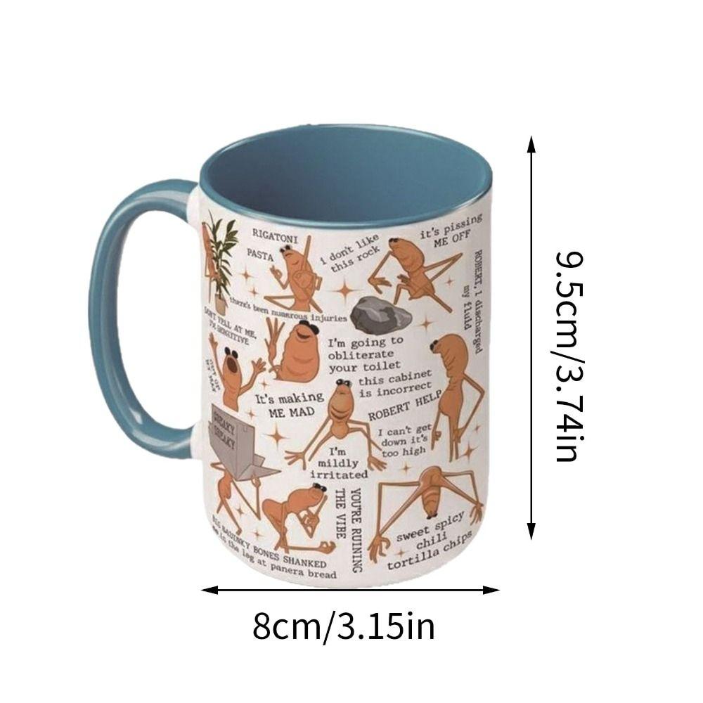 Fans Gift Ceramic Worm Coffee Mug Beverage Container With Handle Funny Worm Meme Novelty Design Coffee Cups Travel Use